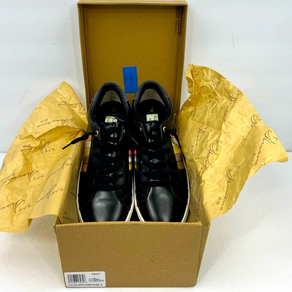 VINTAGE HAVANA, TENNIS SHOES,BLACK WITH RAINBOW SHINY STRIPES ON THE SIDE SIZE 6 - Picture 13 of 15